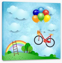 Bike and balloons Stretched Canvas 49970100