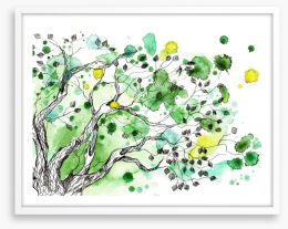 Spring splatter tree Framed Art Print 49994445