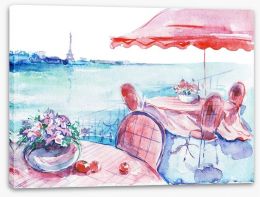 Cafe by the Seine Stretched Canvas 49995393