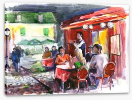 Cafe in the piazza Stretched Canvas 50020473