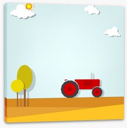 The red tractor Stretched Canvas 50263838
