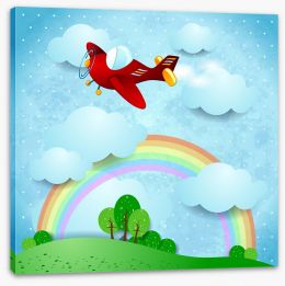 Red airplane Stretched Canvas 50310884