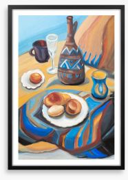 Breakfast on the beach Framed Art Print 50711467