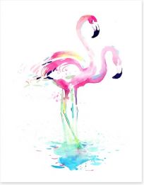 Pink flamingo watercolour