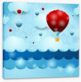 Balloons over the ocean Stretched Canvas 51096636