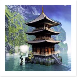 Buddhist temple in the mountains Art Print 51401971