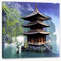 Buddhist temple in the mountains Stretched Canvas 51401971