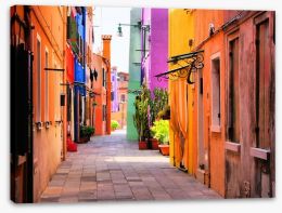 Colourful street in Burano Stretched Canvas 51805031