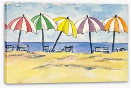 Umbrellas at the beach Stretched Canvas 51961528