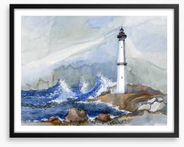 Stormy lighthouse Framed Art Print 52241715