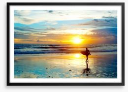 Surfing sunrise Framed Art Print 52585196
