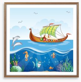 Sailing over the reef Framed Art Print 52661287