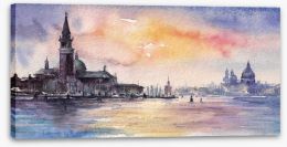 Watery sunset over Venice Stretched Canvas 52669800