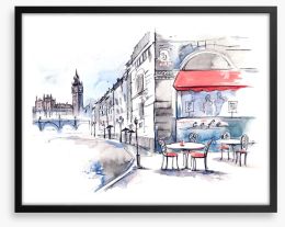 Cafe by the Thames Framed Art Print 52737098