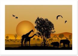 Golden safari sunset Art Print 52771839