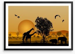 Golden safari sunset Framed Art Print 52771839