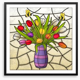 Stained glass tulips Framed Art Print 52984722