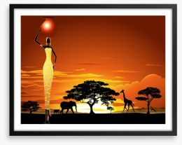 Savanna sunset Framed Art Print 53106558