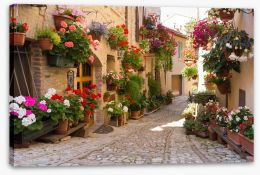 Italian alley with flowers Stretched Canvas 53374967