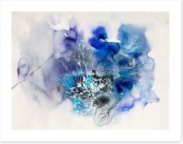 Ink blot abstract in blue Art Print 55060210