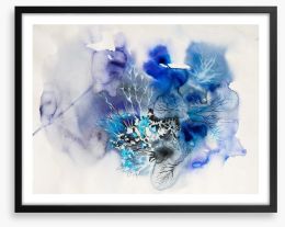 Ink blot abstract in blue Framed Art Print 55060210
