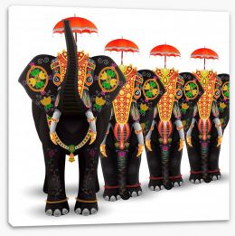 Elephant procession Stretched Canvas 55184009