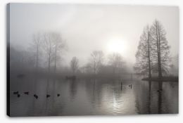 Silhouettes in the morning fog Stretched Canvas 55240903