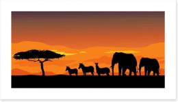 African safari at sunset Art Print 55248732