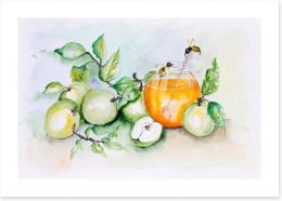 Honey bees and apples Art Print 55759369