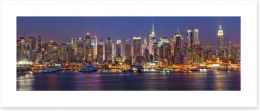 Manhattan at night panorama Art Print 55873446