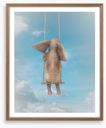 Elephant on the swing Framed Art Print 55960476