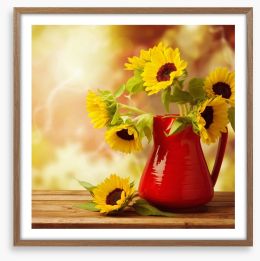 Red jug sunflowers Framed Art Print 55968408