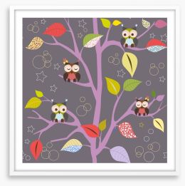 Fairytale tree with owls Framed Art Print 56241096