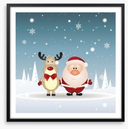 Santa and Rudolph Framed Art Print 56426898