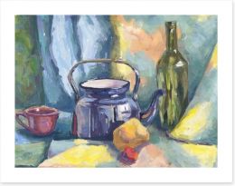 Still life with teapot and bottle Art Print 56854184