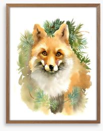 Fox and fir Framed Art Print 57186408
