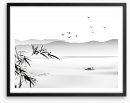 Bamboo boat lake Framed Art Print 57356569