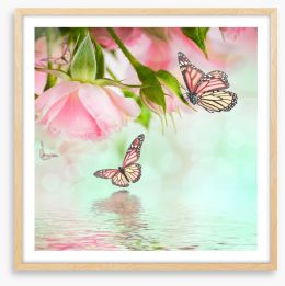 Butterflies and roses Framed Art Print 58253803
