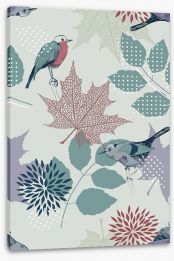 Leaves and birds Stretched Canvas 58594835