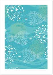 Fishes through the coral Art Print 58624113