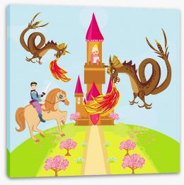 Knights and Dragons Stretched Canvas 58814157