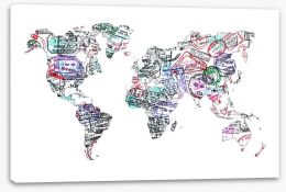 Passport stamp world map Stretched Canvas 58852742