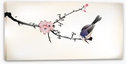 Pink blossom bird Stretched Canvas 59286655