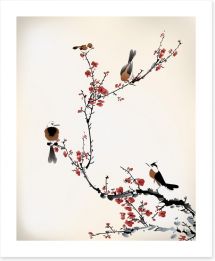 Red blossom birds Art Print 59287052