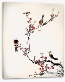Red blossom birds Stretched Canvas 59287052