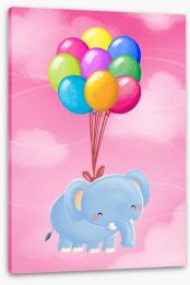 Floating balloon elephant Stretched Canvas 59339793