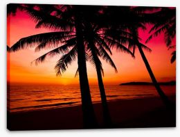 Tropical sunset silhouette Stretched Canvas 59932807