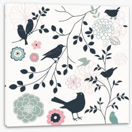 Birds and flowers Stretched Canvas 59958615