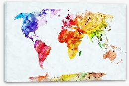 Rainbow watercolour map Stretched Canvas 59994506