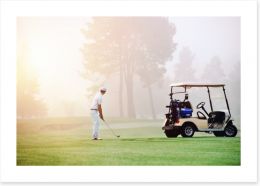 Golfer in the mist Art Print 60008678
